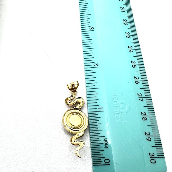 Blue Turquoise Snake Design Gold Plated Pierced Earrings Chandelier New - Picture 3 of 3